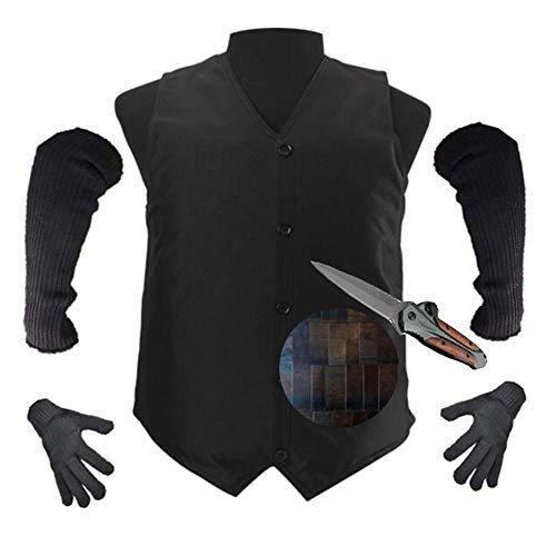 Stichschutzkleidung Adjustable Fischschuppen Liner Tactical Vest-Messer-Beweis-Weste Erwachsene Für Männer Frauen Brustschutz (Enthalten Handschuhe, Arm Sleeve) von LCSJ