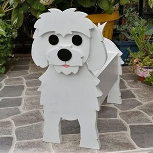 LDFHOIN Cartoon Hund Kreative PVC Blumentöpfe, Niedliche Hunde Blumentopf für Garten, Malteser Hunde Form Pflanzgefäß, Blume, Kaktus, Luftpflanzen, Geschenk für Hundeliebhaber von LDFHOIN