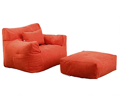 LDIW Sitzsack Sofa Stuhl Bezug für Erwachsene (ohne Füllung) Feinstapelige Baumwolle Sitzsackbezug, Sitzsack-Bezug 78x74x59cm,Orange von LDIW