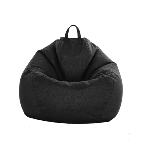 Sitzsack Schutzhülle (ohne Füllung) für Kinder und Erwachsene, Sitzsack Sofa-Bezug aus Leinen zum Organisieren von Plüschtieren oder Memory Foam Füllstoff,Schwarz,70 * 80cm von LDIW
