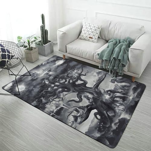 LDZDGD Wikinger-Teppich mit Nordischer Mythologie, Weicher, Gemütlicher Flanell-Decken Überwurf für Schlafzimmer und Wohnzimmer, rutschfest und Waschbar(Color:Yggdrasil,Size:120 x 180CM) von LDZDGD