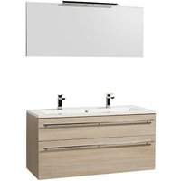 Waschbeckenunterschrank 120cm + Waschbecken + Spiegel + Beleuchtung MAIA / Eiche natur/ von LE QUAI DES AFFAIRES