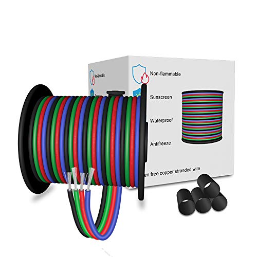 LEADTOPS 10M 22AWG 4-poliges LED Elektro RGB Kabel 22 Gauge 4x0.32mm² Verlängerungs Kabel Leitungs Kabel für RGB-LED-Streifen 5050 3528 von LEADTOPS