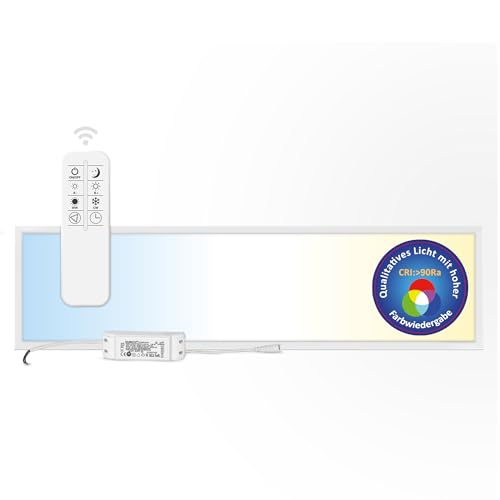 LECOM LED Panel 120x30 CCT 3000-6000K mit Fernbedienung CRI 90 Lichttemperaturauswahl DIMMBAR Deckenleuchten Einbauleuchten Rasterdecke (120x30 ohne Aufbaurahmen)… von LECOM