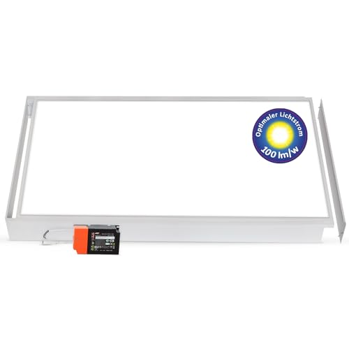 LECOM LED Panel 120x60 Deckenleuchten Rasterdecke 4000/6000K Lichtstrom 6000 lm kein Flimmern Einbauleuchten (Neutralweiß (4000K) mit Aufbaurahmen) von LECOM