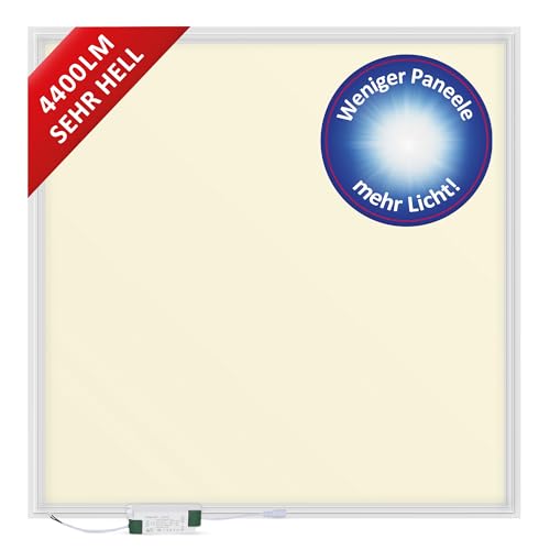 LECOM LED Panel 62x62 Deckenleuchten 4400lm 3000/4000/6000K 110lm/W (sehr hell) Rasterdecke Einbauleuchten (Warmweiß (3000K) ohne Aufbaurahmen) von LECOM