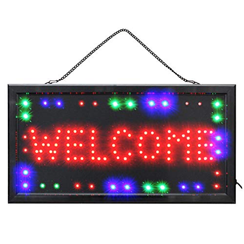 Leuchtschilder LED Schild WELCOME Schild wilkommen Innen LEDs Ladenschilder Leuchtbuchstaben Begrüßung Kunden Gastronomie Deko Beleuchtung Zuhause von LED-Fashion