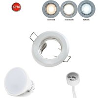 Led Line - Einbaustrahler GU10 Einbaurahmen Spot Strahler Ø60mm Bohrloch Aluminium inkl. GU10 3W Neutralweiß 240 Lumen led Leuchtmittel Weiß-Matt von LED LINE