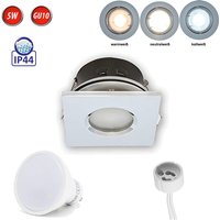 Led Line - IP44 Deckenleuchte Einbaurahmen Wasserdicht Einbaustrahler Lampe Spot Einbau Leuchte Eckig Chrom aus Aluminium mit Fassung GU10 5W von LED LINE