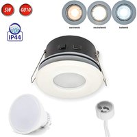 Led Line - IP44 Deckenleuchte Einbaurahmen Wasserdicht Einbaustrahler Lampe Spot Einbau Leuchte Rund Weiß aus Aluminium mit Fassung GU10 5W von LED LINE