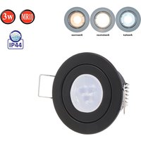 Led Line - IP44 Einbaustrahler Set GU4 MR11 Leuchte Spot Einbaurahmen Wasserdicht Lampe Rund Schwarz aus Aluminium mit GU5.3 Fassung 3W Leuchtmittel von LED LINE