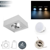 Deckenleuchte cubo midi Aufbaustrahler Lampe Unterputz Leuchte Strahler Schwenkbar 45° Eckig Silber aus Aluminium mit Fassung GU10 5W Leuchtmittel von LED LINE