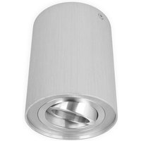 Deckenleuchte rollo Aufbaustrahler Lampe Aufputz Leuchte Strahler Schwenkbar 45° Rund Silber aus Aluminium mit Fassung GU10 5W Leuchtmittel Warmweiß von LED LINE