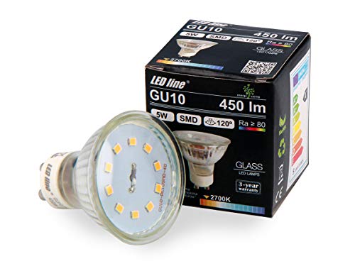 LED-Line 3x GU10 5W LED Leuchtmittel Warmweiß 2700K 450 Lumen Spot Strahler Einbauleuchte Energiesparlampe Glühlampe von LED-Line