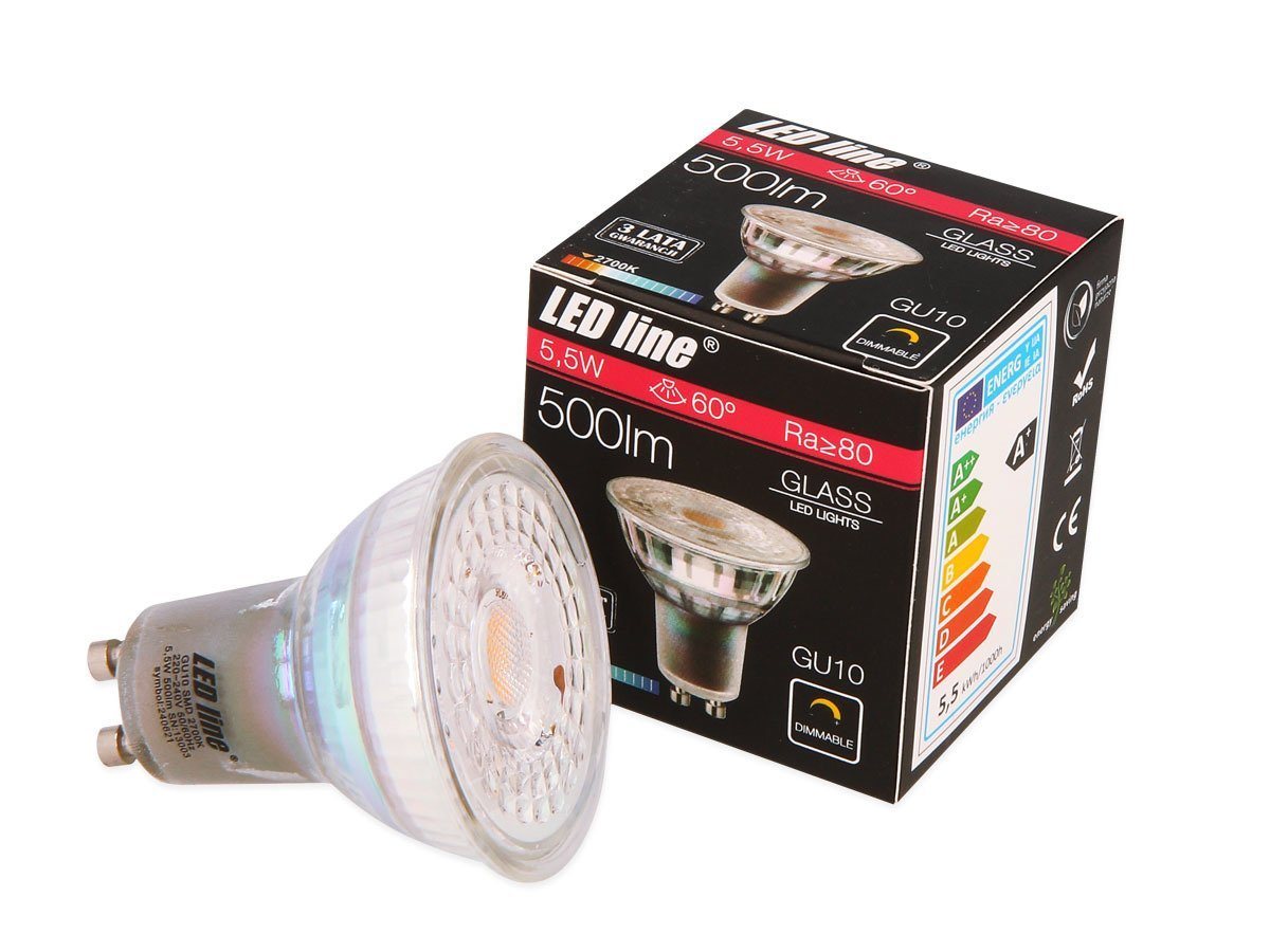 LED-Line LED-Leuchtmittel GU10 5,5W LED Leuchtmittel 550 Lumen Spot Strahler, 1 St. von LED-Line