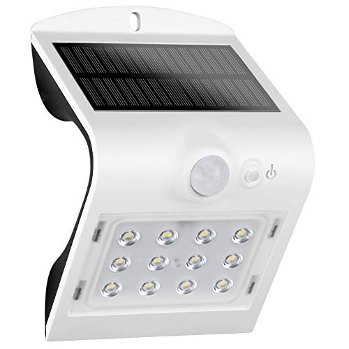 Proventa | LED Solar Aussenleuchte mit Bewegungsmelder | Li-Ionen-Akku | 1,5 W | IP65 | Helligkeitssensor | Front- und Rücklicht | Betriebsmodus einstellbar von LED's light