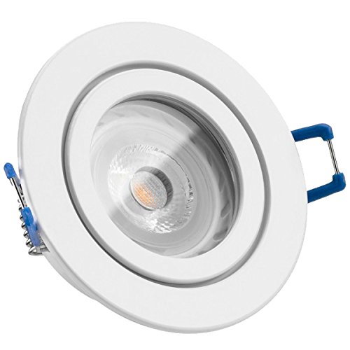 LEDANDO IP44 LED Einbaustrahler Set Weiß mit LED GU10 Markenstrahler 7W - warmweiss - 30° Abstrahlwinkel - Feuchtraum/Badezimmer - 50W Ersatz - A+ - LED Spot 7 Watt - Einbauleuchte rund von LEDANDO