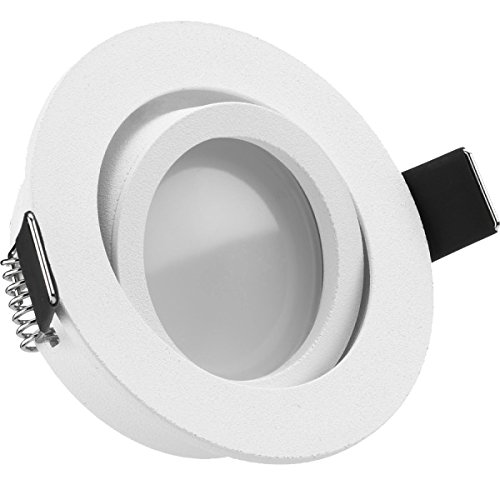 LEDANDO LED Einbaustrahler Set Weiß matt mit LED GU10 Markenstrahler 5W - warmweiss - 120° Abstrahlwinkel - schwenkbar - 35W Ersatz - A+ - LED Spot 5 Watt - Einbauleuchte LED rund von LEDANDO