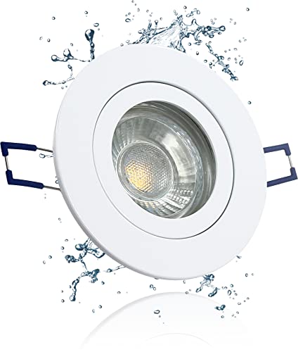 LEDFULL® Premium LED Bad Deckenstrahler Weiß IP44 230V Dimmbar GU10 Spot Tageslicht 5W - Hell & Sparsam/Einbaustrahler Aussenbereich geeignet von LEDFULL
