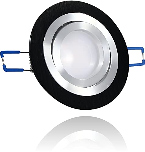 LEDFULL® Premium LED Einbaustrahler GU10 Set inkl. 5W 230V Spot Tageslicht/Schwarz gebürstet Deckenstrahler schwenkbar von LEDFULL