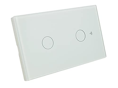 WiFi-Wandschalter, 3 in 1 WiFi 2.4G + RF 433 MHz + Touch-Taste, kompatibel mit Amazon Alexa und Google Home, Smart Panel für Box 503 Italiana (Weiß, 2 Touch-Tasten) von LEDLUX