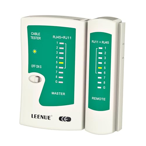 LEENUE Netzwerktester Kabeltester, Lan Tester POE, RJ45 Netzwerkkabel Tester, Netzwerk Testgerät für Cat7 Cat6A Cat6 Cat5 Lan Kabel und RJ11 Telefonkabel von LEENUE