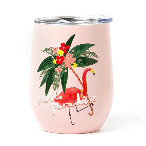 Legami - Thermobecher 325 ml, Hot&Cold, Ø 9 cm, aus Edelstahl mit doppelter Schicht und Kunststoff, Flamingo-Thema, wiederverwendbar, luftdichter Deckel mit Loch, TUM0004 von LEGAMI