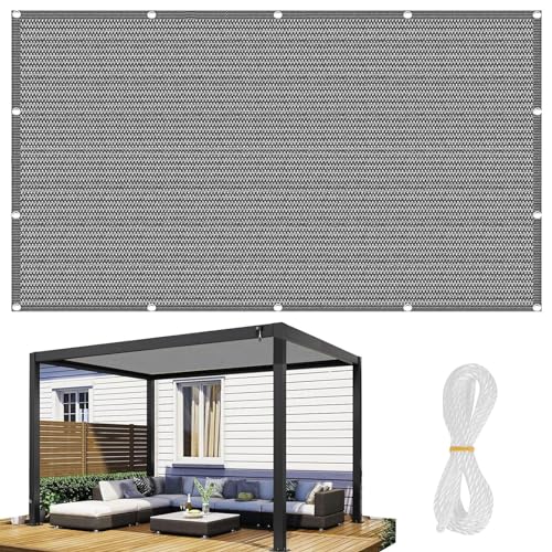 Sonnensegel Rechteckig 1.4 x 3.8 m Premium HDPE Wetterbeständig Atmungsaktiv Sonnensegel-Rechteckig für Balkon inkl Befestigungsseile für Balkon, Pool Und Garten, Grau von LEIBING