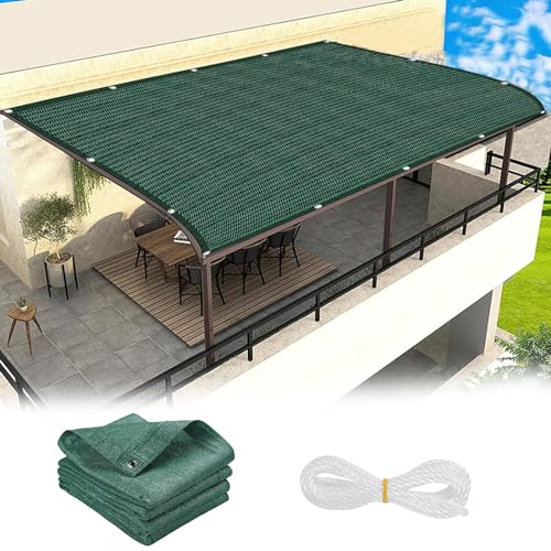 Sonnensegel Sonnenschutz 1.4 x 2.6 m Premium HDPE 95% UV Schutz Atmungsaktiv Mehrzweck-Schattennetz mit Spannseilen für Balkon, Pool Und Garten, Dunkelgrün von LEIBING