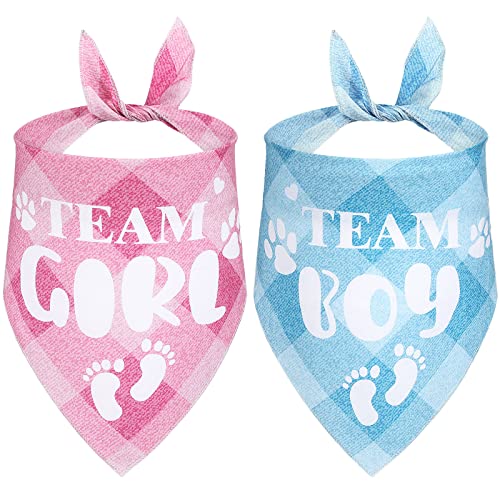 2 Stück Gender Reveal Baby Ankündigung Team Mädchen Team Junge Hundehalstuch, Baby Ankündigung Plaid Dog Bandana Gender Reveal Foto Requisite für mittelgroße und große Hunde von LEIFIDE