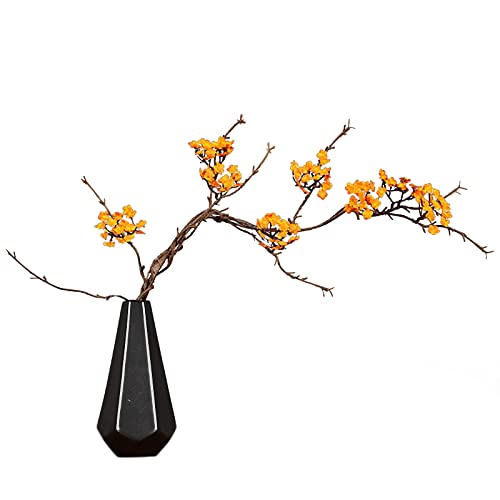 LEMCC Künstliche Kirschblüten-Zweig, hohe künstliche orangefarbene Kirschblüten mit Langen Zweigstielen für Garten, Zuhause, Hochzeit, Party, Dekoration, Vase, 87 cm von LEMCC