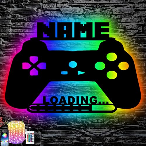 Gaming Zone LOADING ... Led Schild - RGB Gamer Geschenkidee personalisiert Mit Name Zimmer Beleuchtung Wand Lampe - Zimmer Deko - Besondere Geschenke für Videospiel Fans - Jungs Männer Freund von LEON FOLIEN