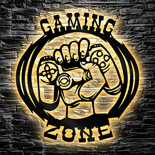 Led Gaming Zone Schild - Gamer Geschenke Zimmer Beleuchtung Wand Deko Lampe für Schlafzimmer, Wohnzimmer, Zockerbude von LEON FOLIEN