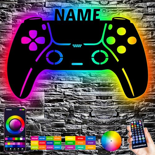 LEON FOLIEN RGB Led Gaming Controller Lampe - Gaming Zimmer Deko - Wandlampe Mit Name - Personalisierte Wanddeko - Besondere Geschenke für Videospiel - Nachtlicht - p 5 von LEON FOLIEN