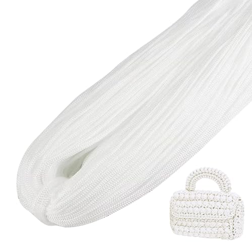 LEREATI Polyester Garn, Makramee Garn 3mm x 200m Polyester-Seil Polypropylen-Kordel Makramee Schnur Geflochten für Handtasche, Häkeltasche, Strickwaren, Wohndekorationen (Weiß) von LEREATI