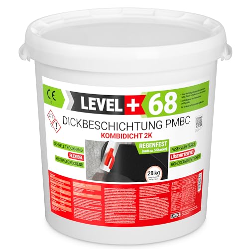 Level+68 Dickbeschichtung PMBC 2K, Bitumen Abdichtung 28kg, Rissüberbrückend, Schnell Regenfest, Fundamente Keller Garage Aussenwände Abdichtung Level+68 Dickbeschichtung PMBC 2K, Bitumen Abdichtung 28kg, Rissüberbrückend, Schnell Regenfest, Fundamente Keller Garage Aussenwände Abdichtung von LEVEL+