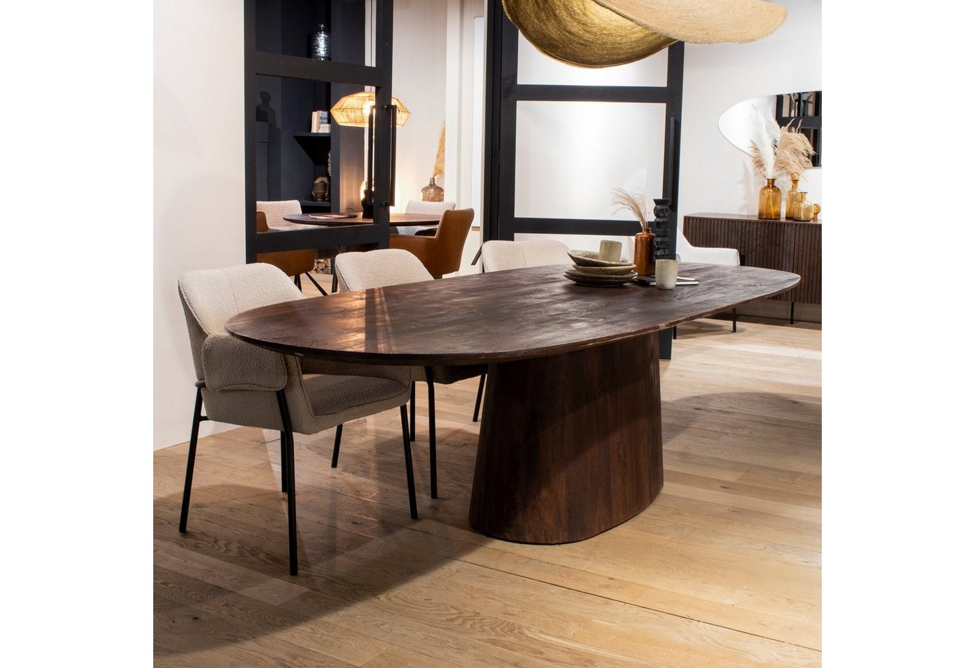 LEVEN Lifestyle Esstisch aus Mangoholz oval 200 x 110 cm braun Holztisch Esszimmertisch von LEVEN Lifestyle