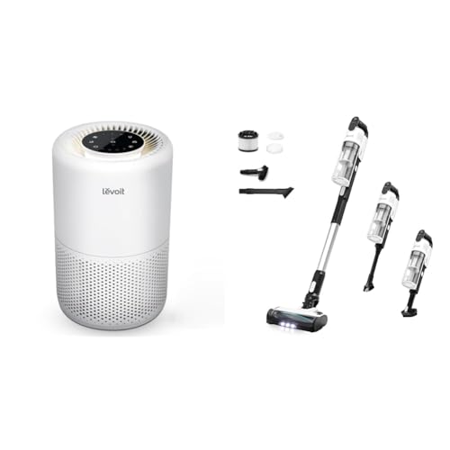 LEVOIT Core 200S Smart Luftreiniger mit H13 HEPA Luftfilter für Allergiker + LEVOIT Akku Staubsauger mit Tierhaardüse, Anti-Haar-Verwicklung, max 50min Laufzeit von Levoit