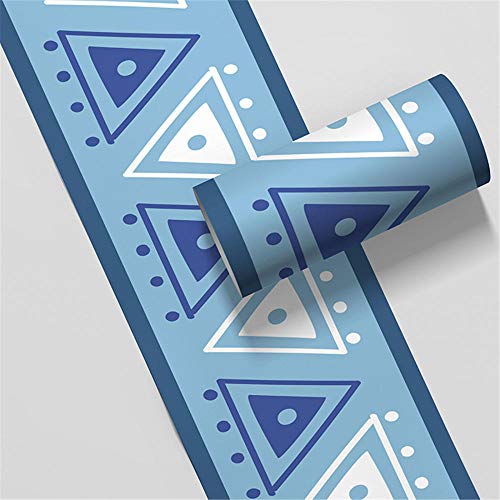 LGVXSRTYU Tapetenbordüre selbstklebend Blaues Dreieck PVC Sockelleiste Dekorative Bordüre Selbstklebende Home Bordüre Küche Tapetenbordüre selbstklebend für Badezimmer Wohnzimmer 10×500cm von LGVXSRTYU