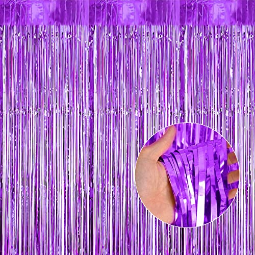 Lametta Vorhänge, 5 Stücke Folie Vorhang Fransen Vorhänge, Folie Fransen Vorhang, Tinsel Folie Vorhang, Foil Fringe Curtains, Für die Weihnachten Partyhochzeit Dekoration(1x2m) (Purple) von LGZIN