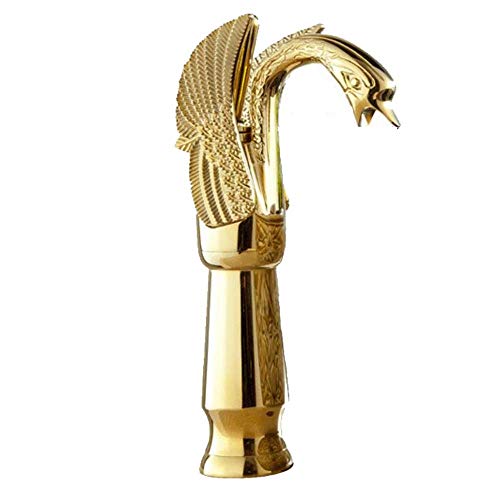 Mischbatterie Retro Nostalgische Waschtisch-Mischbatterie Retro Hohe Bad Wasserhahn Einhebelmischer Top Spülbecken Wasserhähne Hoher Auslauf F.Bad Messing Schwan Form Absperrhahn ( Color : Gold ) von LHTCZZB