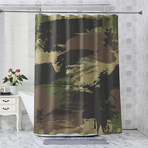 LICAPE Duschvorhang 180x200 cm, Duschvorhang Militär, Camouflage Duschvorhang mit 12 Plastik Haken, Badevorhang Waschbar Textil Shower Curtains für Dusche und Badewanne von LICAPE