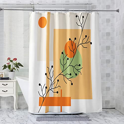 LICAPE Duschvorhang 240x200, Duschvorhang Geometrie, Duschvorhang Boho Duschvorhang mit 12 Plastik Haken, Badevorhang Waschbar Textil Shower Curtains für Dusche und Badewanne von LICAPE