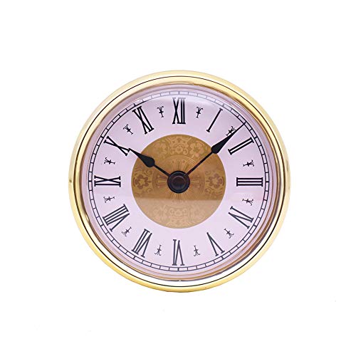 LICHENGTAI 3-1/8 Zoll (80 mm) Uhrwerk, Quarz-Uhr Römische Ziffer Quarzuhr Einfügen Einbau-Uhr DIY Quartz Uhrwerk Zubehör Europäischer Stil Clock mit Goldene Trim von LICHENGTAI