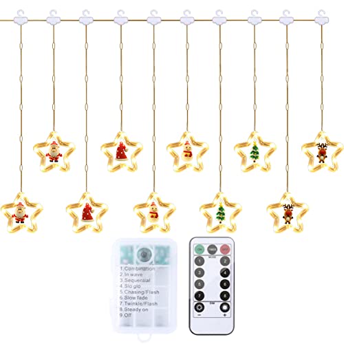 LICHENGTAI LED Lichterkette Lichtervorhang, 3M Lichtervorhang weihnachtslichter Sternenvorhang 50 LEDs 8 Modi Wasserdicht Lichterkette Für Innen Außen, Weihnachten, Party, Garten, Balkon, Fenster von LICHENGTAI