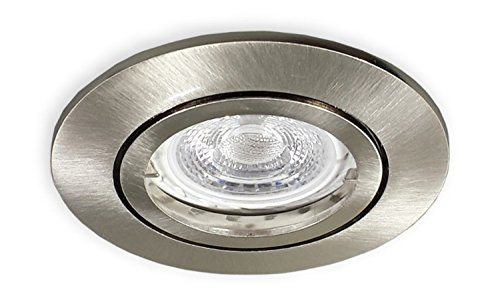 LICHT DISCOUNT LED Einbaustrahler 68mm Alu gebürstet | LED Decken-Spots inkl. GU10 Fassung 230V | Schwenkbare Einbauleuchte warmweiß 3W 2700K | IP20 Decken-Einbauspots von LICHT DISCOUNT