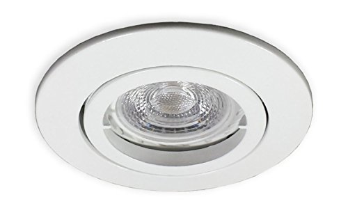 LED Einbaustrahler GU10 230 V weiss für 68er Lochbohrung - Einbauleuchte Spot Strahler inkl. 7 W LED (PA-WW) Leuchtmittel und GU10 Fassung - Deckeneinbaustrahler Deckeneinbauspot Einbauspot von LICHT DISCOUNT