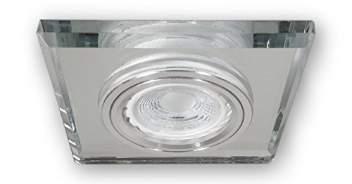 LICHT DISCOUNT LED Einbaustrahler Decken Spot Strahler eckig aus Glas | Einbauleuchte GU10 Fassung 230 V Einbauspots S1371WH | inkl. 5,5 W LED neutralweiß von LICHT DISCOUNT