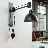 Licht-erlebnisse - Verstellbare Wandlampe mit Schalter Holz Metall E14 - Natur, Schwarz von LICHT-ERLEBNISSE