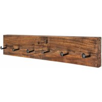 Licht-erlebnisse - Wandhaken Holz Teak 90 cm lang 6 Haken Wandgarderobe Flur Ankleide Diele - Natur von LICHT-ERLEBNISSE